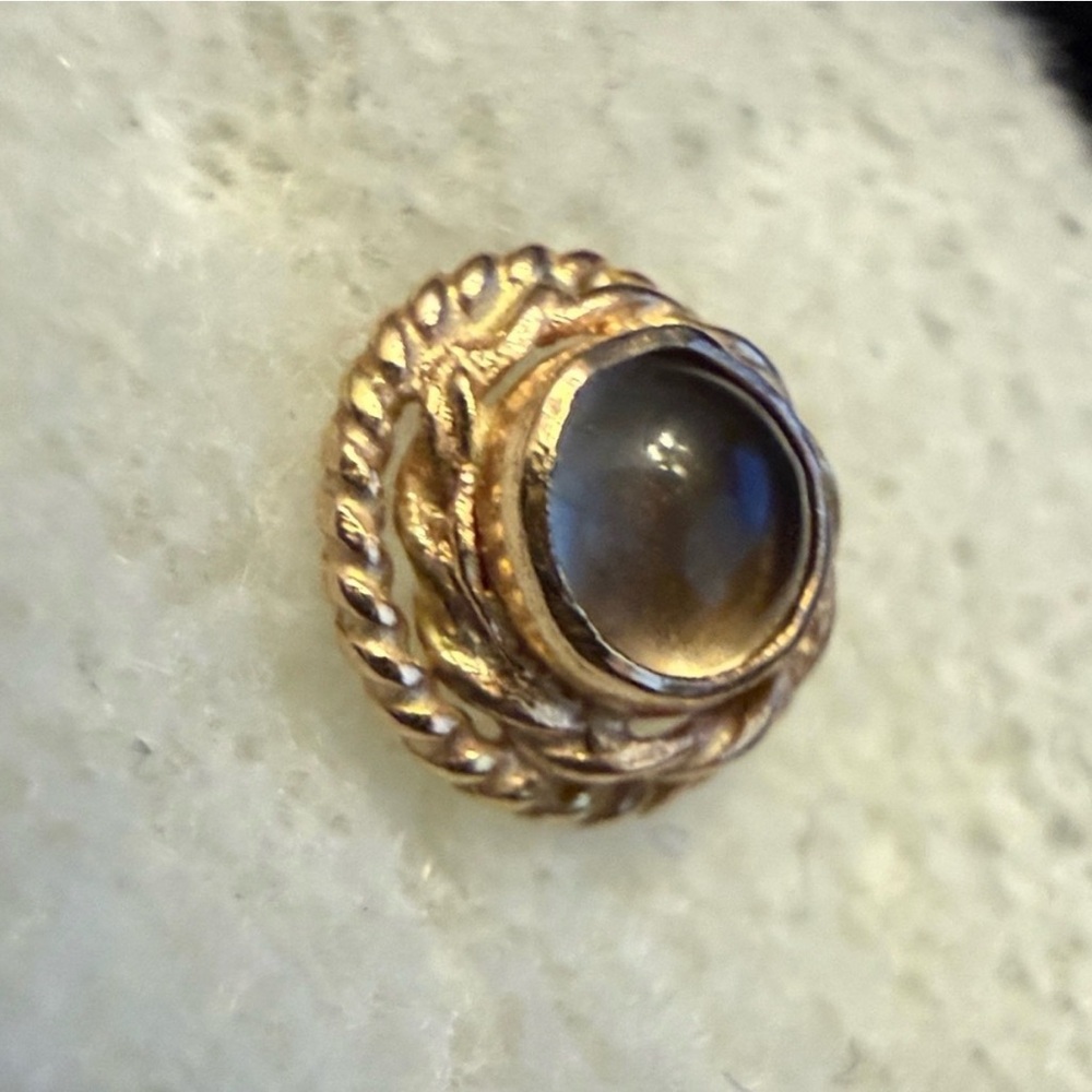 The Lasso! Grey Moonstone Encased 14k YG Twisted Asymmetrical Rope Threadless